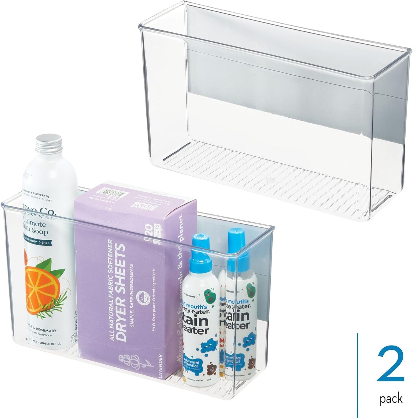 iDesign Magnetic Small Clear Plastic Organizer Bins | Laundry Room Storage