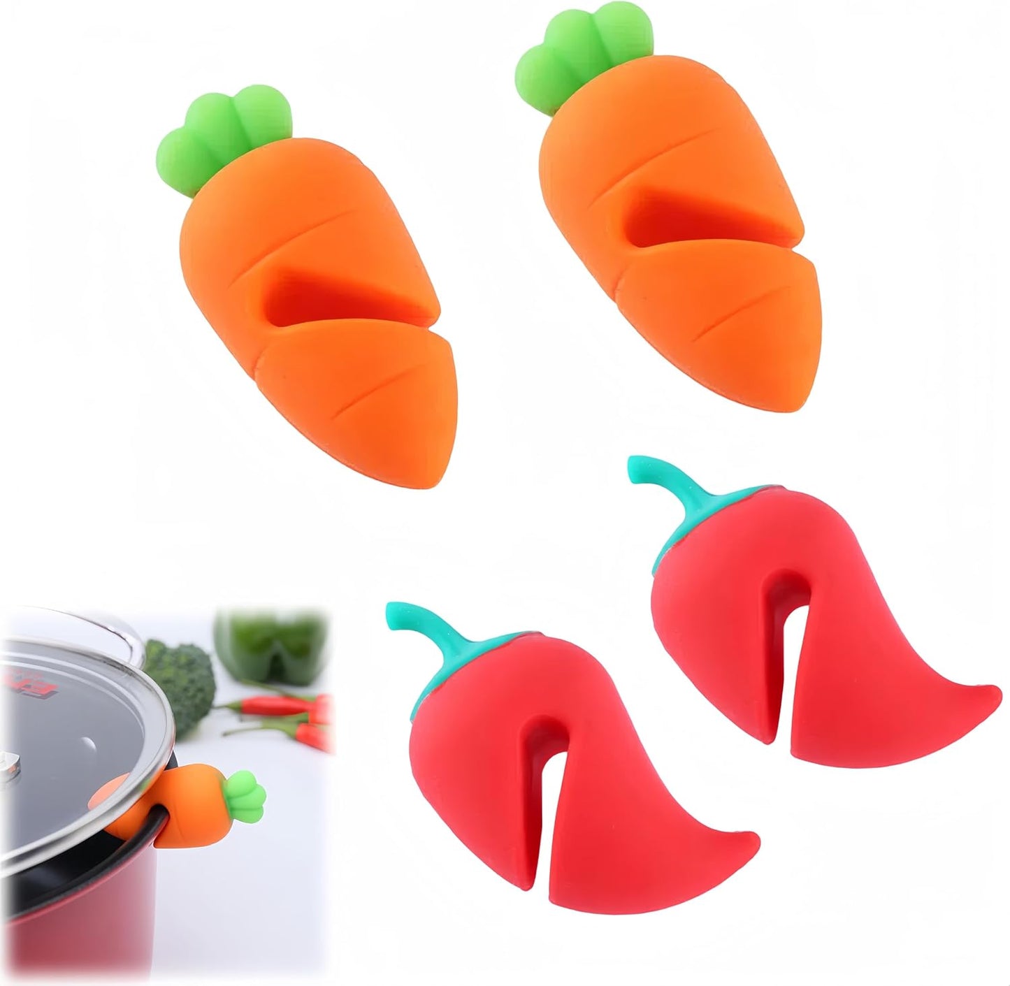 4 Pcs Spill-Proof Lid Lifter for Soup Pot,Pot Lid Holder,Boil Over Spill Stopper Silicone Spill Proof Lid Heat Resistant Pot Lid Holder Kitchen Cooking Gadgets (Multicolor)