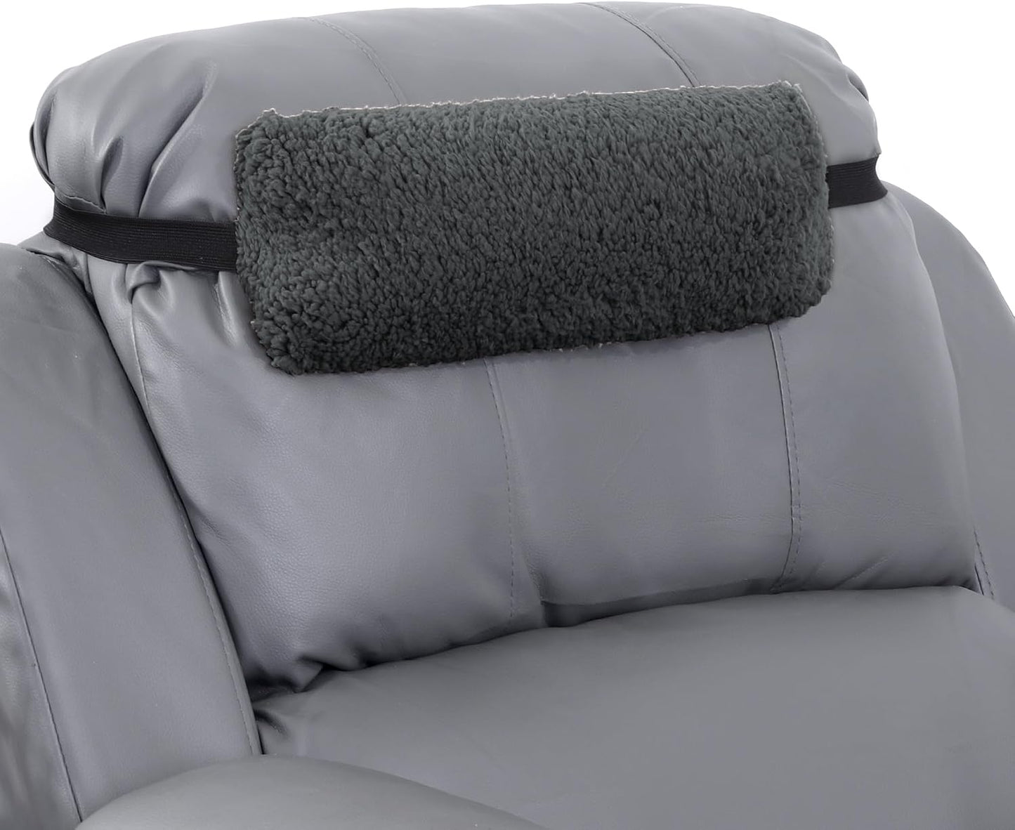 MABOZOO 2 Piece Sherpa Fleece Lumbar Support Pillow for Recliner Chair, Memory Foam Lumbar Pillow with Headrest for Back Pain Relief, Back Support Cushion for Office Chair（Grey）