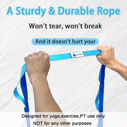 Stretching Strap Yoga Strap with Loops for Physical Therapy, Non-Elastic | 10 Loops, 75 inches length, Multi-Color Selection for Yoga Strap for Stretching, Pilates, Dance and Gymnastics