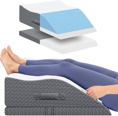 Elevation Pillows for Leg After Surgery, Memory Foam Adjustable Wedge Pillow for Injury or Rest, Ankle Pillow for Sleeping Blood Circulation Grey/Double Leg