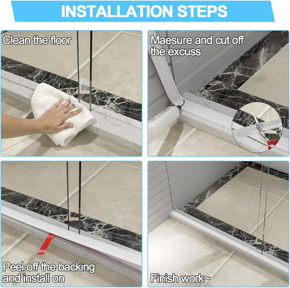 Duzzy Shower Threshold Water Dam Guard, Silicone Rubber Shower Door Bootom Seal Strip for Walk in Shower (39 Inch, Clear)