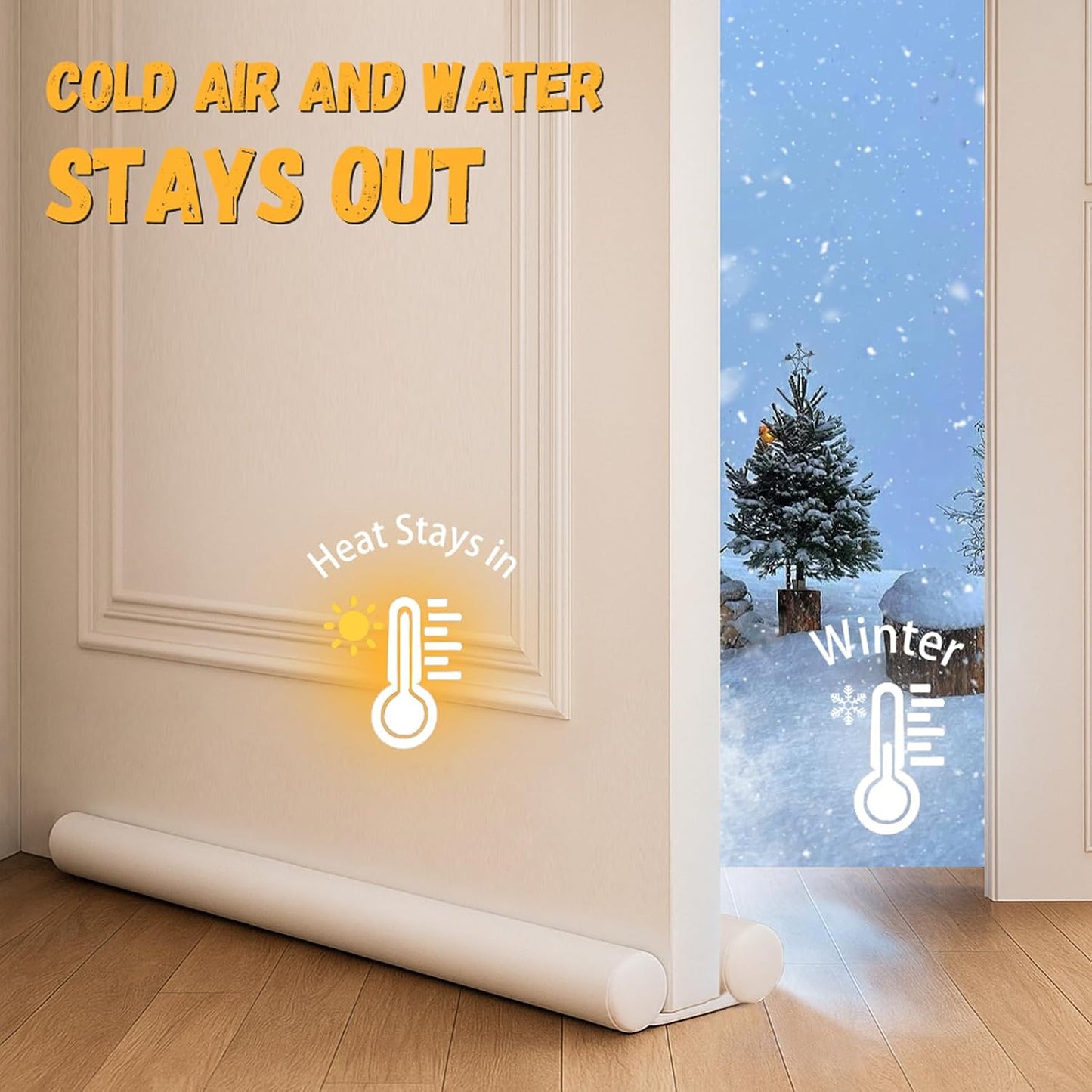 MAXTID Large Door Draft Stopper 30 Inch for Small Bedroom, Fits 1.7" Gaps | Small Size Bedroom Door, Fits 0.5 to 1.7" Gaps, White Under Door Draft Blocker, Seal Gap, Draft Guard for Bottom of Doors