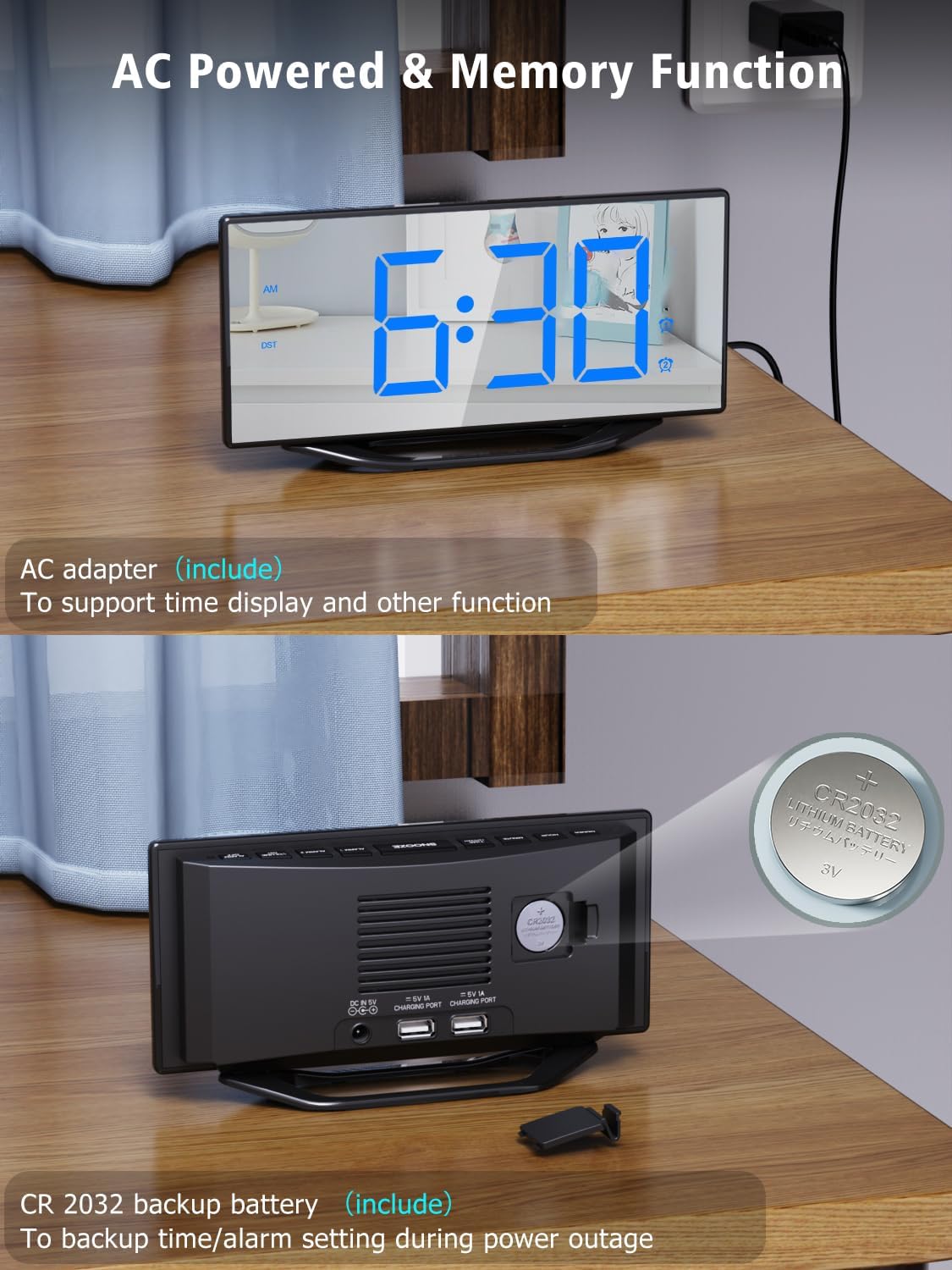 PPLEE Extra Loud Vibrating Alarm Clock with Bed Shaker