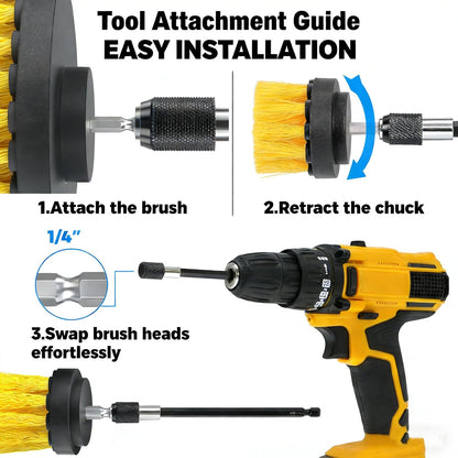 18 Pack Drill Brush Attachment Set, Power Cleaning Scrub Brushes for Drill, Extend Long Attachment, All Purpose for Car Detailing, Bathroom, Carpet, Tile Grout, Sinks, Corners