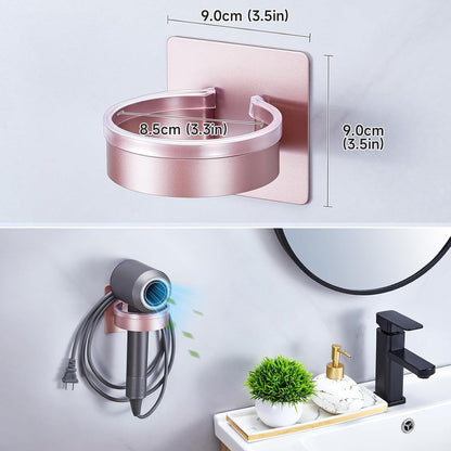 Hair Dryer Holder Wall Mounted, Blow Dryer Holder, Hair Tool Organizer for Hair Dryer Storage Hanger, Adhesive Hairdryer Holder for Bathroom Barber Shop (White)