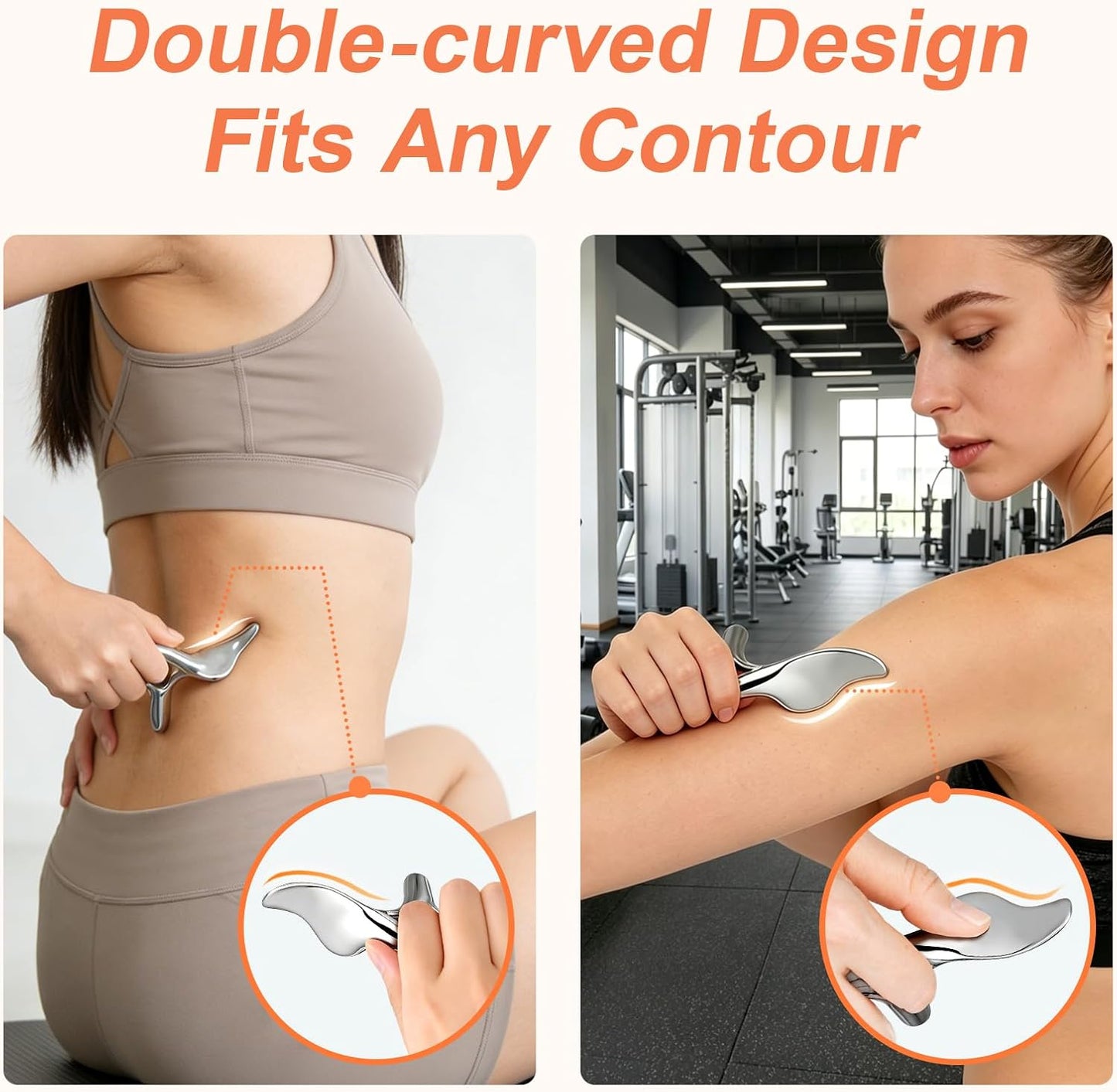 Pressure Point Massage Tool for Deep Tissue - Metal Gua Sha Tools | Metal Muscle Scraper | Thumb Saver | Acupressure Tool for Trigger Point & Pain Relief, Travel Pouch