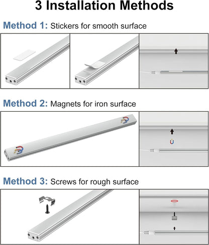 Motion Sensor Cabinet Lighting, 4500K Daylight, 3 Pack 12 inch Linkable
