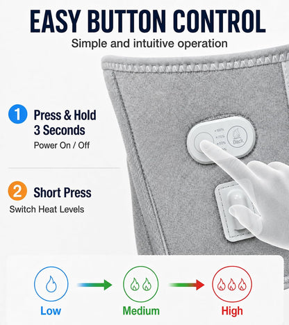 Heated Waist Belt, Cordless Lower Back Heating Pad, Black