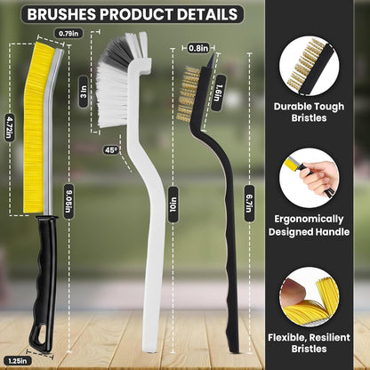 8 Pcs Crevice Cleaning Brush Set – Hard Bristle Cleaning Tools for Grout, Gaps & Narrow Spaces – Multi-Purpose Grout Brush, for Cleaning Bathroom, Shower, Window Tracks, Kitchen | Multi-Purpose Grout Brush for Bathroom, Shower, Window Tracks & Kitchen