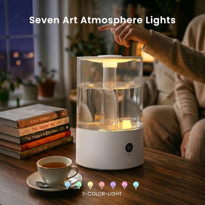 COWSAR Humidifier for Bedroom, 3L Top Fill Cool Mist Humidifier for Large Room, Easy to Fill & Clean, Quiet 22dB, Baby Humidifier, Nightlight, Timer/Sleep Mode, 360° Nozzle, Aromatherapy Tray, White