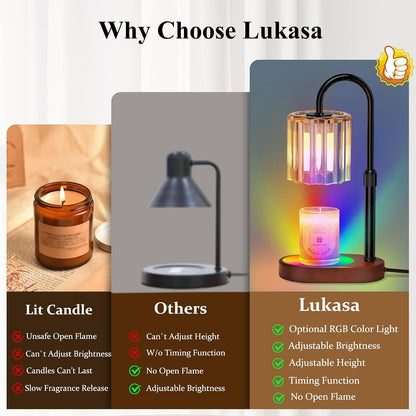 Lukasa Candle Warmer Lamp, with Timer Dimmer Adjustable Height, Home Decor, Room Decor, Wax Melt Warmer for Candles, Gifts for Mom, Gifts for Mother's Day, Birthday Gifts for Women