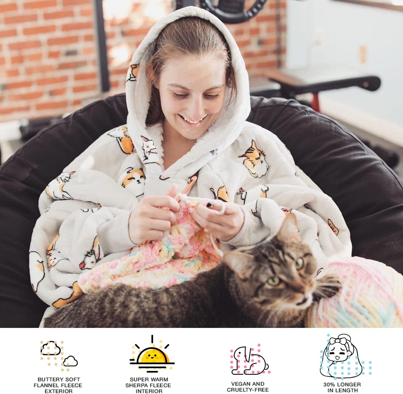Wearable Blanket Hoodie for Adults With Pocket Strawberry Hoodie | Sherpa, Fuzzy Blanket Hoodie, Oversized Sweatshirt Blanket, Kangaroo Pouch, Cute Birthday Gifts for Sister, Cute Stuff
