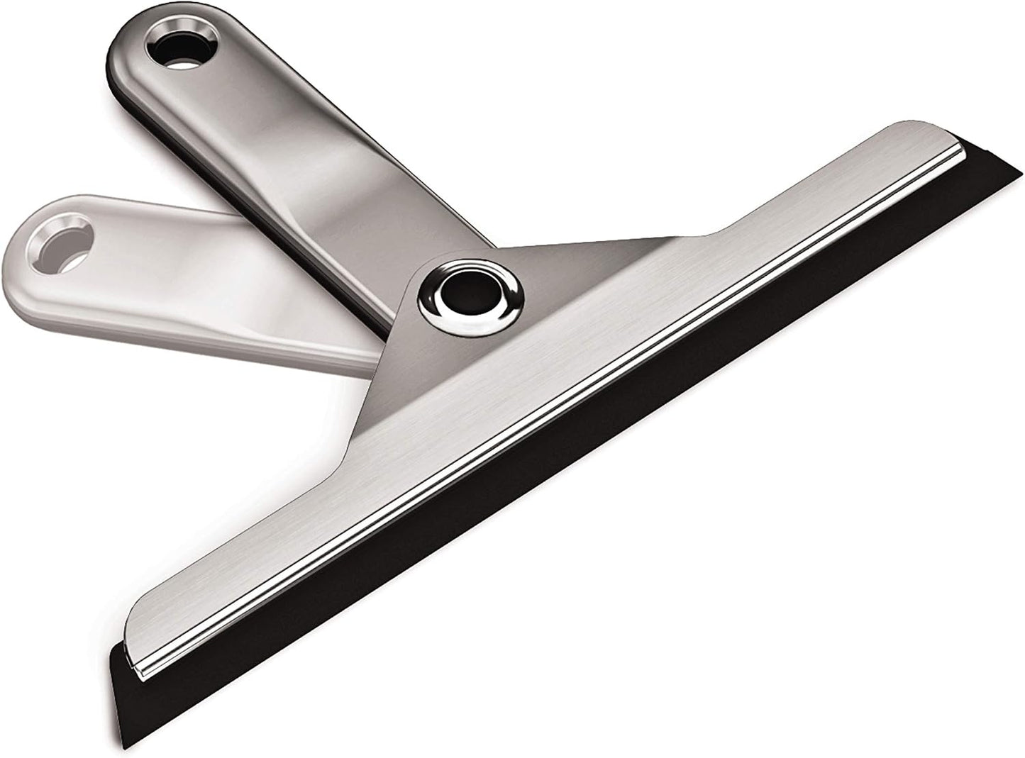 simplehuman Foldaway Shower Squeegee, Glass Squeegee for Bathroom Mirrors & Shower Doors, Weighted Handle for Streak-Free Clean, Suction Cup Hanger, Die-Cast Zinc & Anodized Aluminum