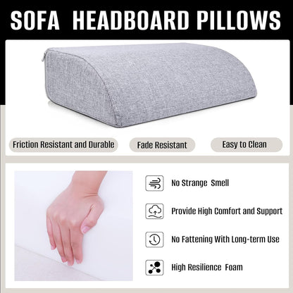 2PCS Sofa Couch Back Cushions, Backrest Support Pillow for Elderly,Extra Large Thick Lumbar Support Pillow for Home (6x24x13.2 in, Linen, Medium Grey)