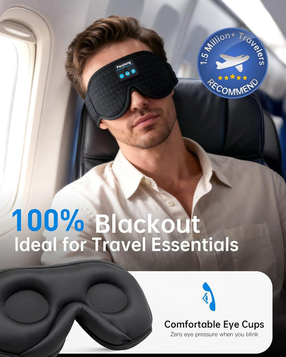 Perytong Sleep Mask with Bluetooth 5.4 Headphones, Wireless Music Sleep Eye Mask for Side Sleepers, 3D Contoured Comfort & Built-in HD Stereo Earphones, Blackout for Travel (Peach Pink)