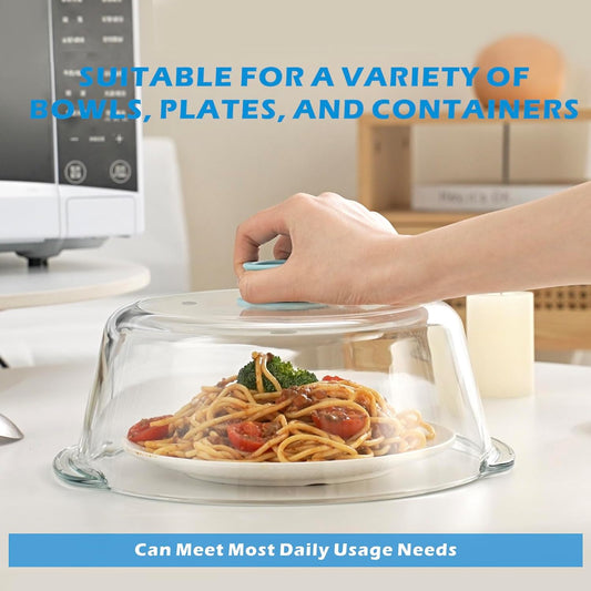 Tall Glass Microwave Splatter Cover for Food, 10in Food Grade Guard Lid