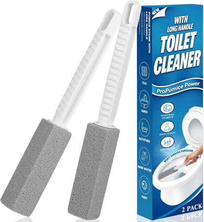 4 Pack Pumice Stone Toilet Bowl Cleaner with Long Handle | Powerfully Removes Toilet Bowl Rings, Rust & Lime, Ideal for Toilet Brush, BBQ Grills, Sink, Pool, Bathroom
