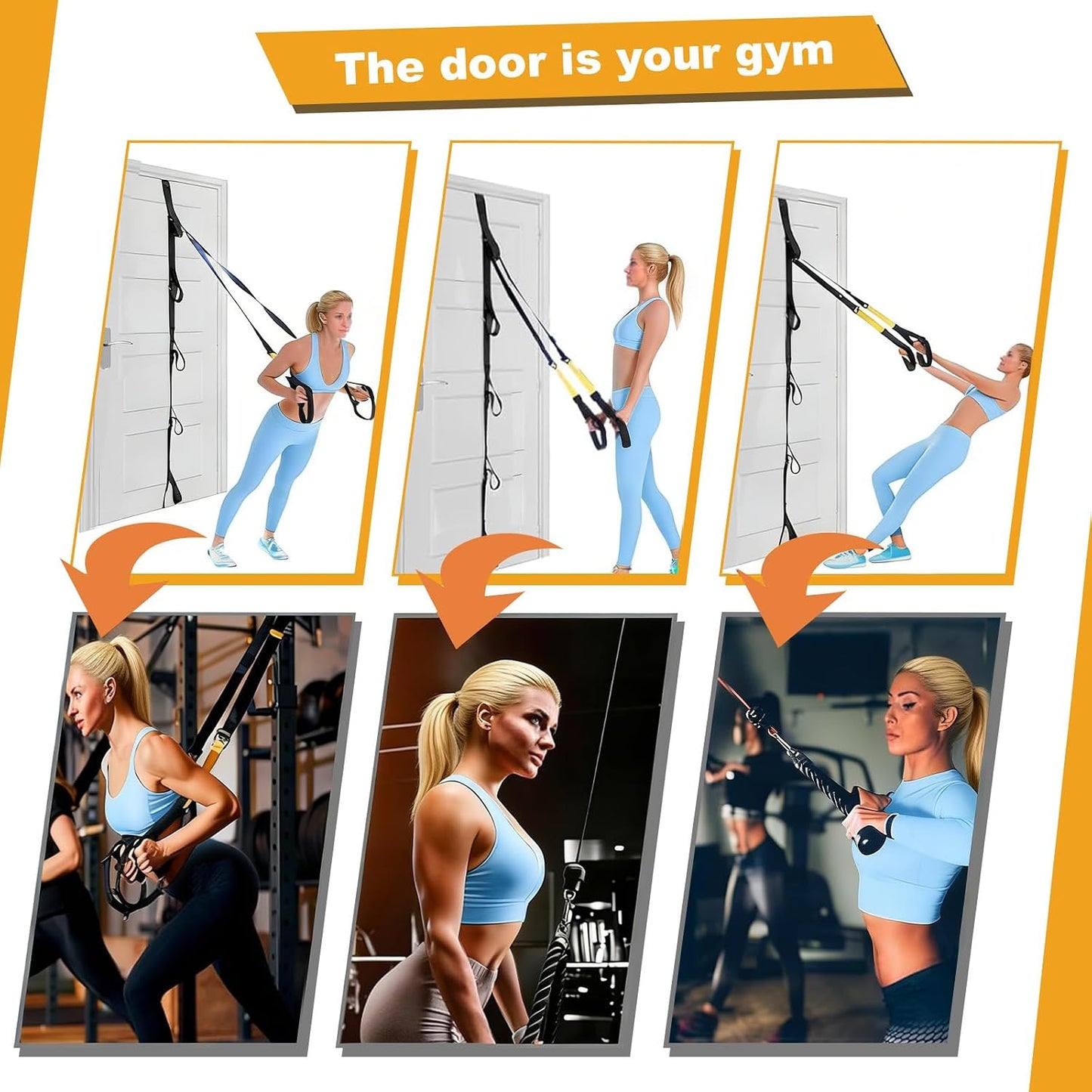 Heavy Duty Loop Door Anchor Strap for Resistance Bands Exercises, Multi Point Anchor Gym Attachment for Home Fitness, Portable Door Band Resistance Workout Equipment