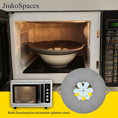 Spill Stopper Lid Cover, Boil Over Spill Stopper, Silicone Pot Lid, 10.24" Spill Stopper, Microwave Splatter Cover with Vents, Multi-Function Kitchen Tool (Yellow)