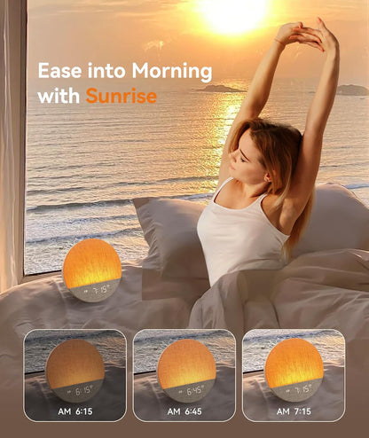 Dreamegg Sunrise 1 Pro - Sunrise Alarm Clock, Sound Machine for Sleep, Favorites Mode, Sleep Routines, Dimmable Night Light, 29 Soothing Sounds, White Noise Machine, Wake Up Light for Bedrooms, Adults