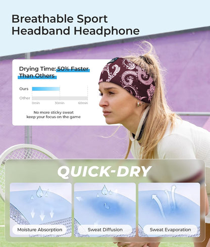 LOVE EYE Wireless Bluetooth 5.4 Sleep Headband Headphones for Side Sleeper
