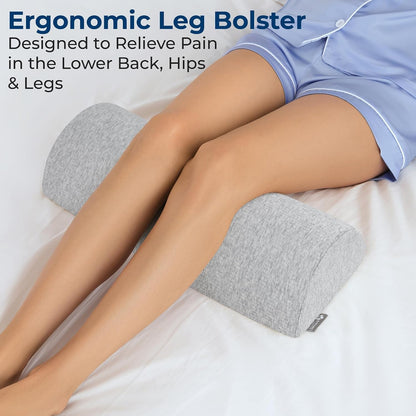 5 STARS UNITED Knee Pillow for Back Sleeping – Half Moon Bolster Pillow for Legs, Under Knee Pillow for Sleeping on Back, Memory Foam Leg Pillow for Back Pain, White