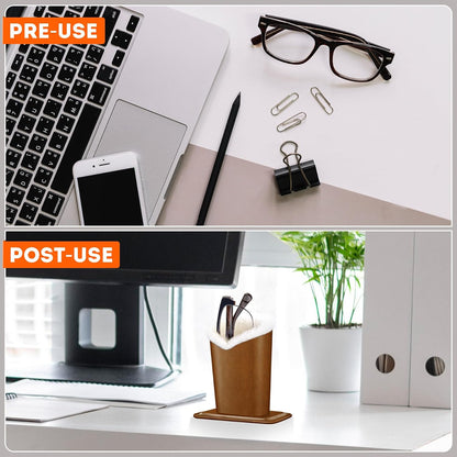 Plush Lined Eyeglasses Holder, PU Leather Glasses Stand Case