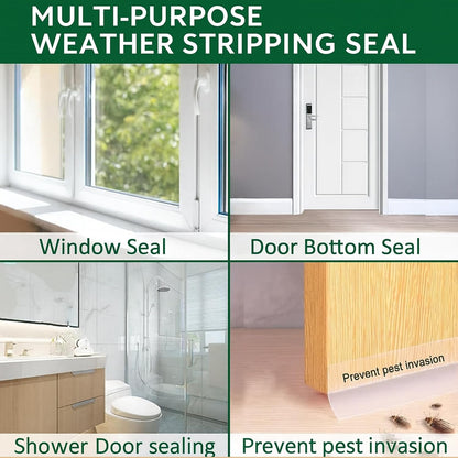 49 Feet Clear Weather Stripping Door Seal, Draft Seal Tape for Doors, Silicone Draft Seal Insulation Tape Strip, Under Door Seal Strip for Window and Door Bottom 3 Rolls Total 49ft (Width 35mm)