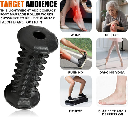 Foot Massager Roller for Plantar Fasciitis, Arch Heel Pain Relief | Portable reflexology Deep tissue massage tool for feet and calf, travel, home and office use