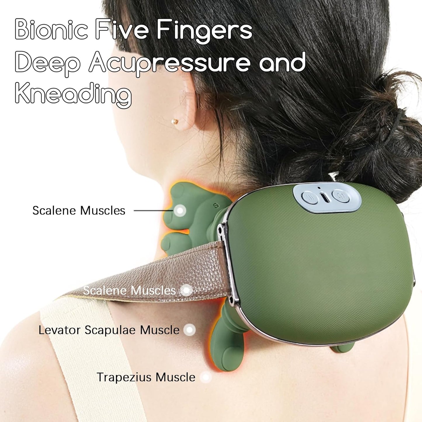Neck and Shoulder Massager,Portable Shiatsu Back Massage Hand-Shaped Deep Tissue 4D Kneading Massager with Heat for Pain Relief and Muscle Relax,Gifts for Women Men,(Green)