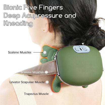 Neck and Shoulder Massager,Portable Shiatsu Back Massage Hand-Shaped Deep Tissue 4D Kneading Massager with Heat for Pain Relief and Muscle Relax,Gifts for Women Men,(Green)