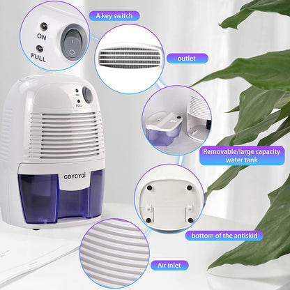 Small Dehumidifier,12V3A adapter，1200 Cubic Feet (215 sq ft) Portable Mini Dehumidifier Quiet Use for High Humidity in Home, Bathroom, Bedroom, Office, Basements, Wardrobe Closet,RV