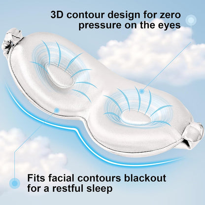 Silk Eye mask for Sleeping 3D Anti Wrinkle Skin Friendly Black Out Black