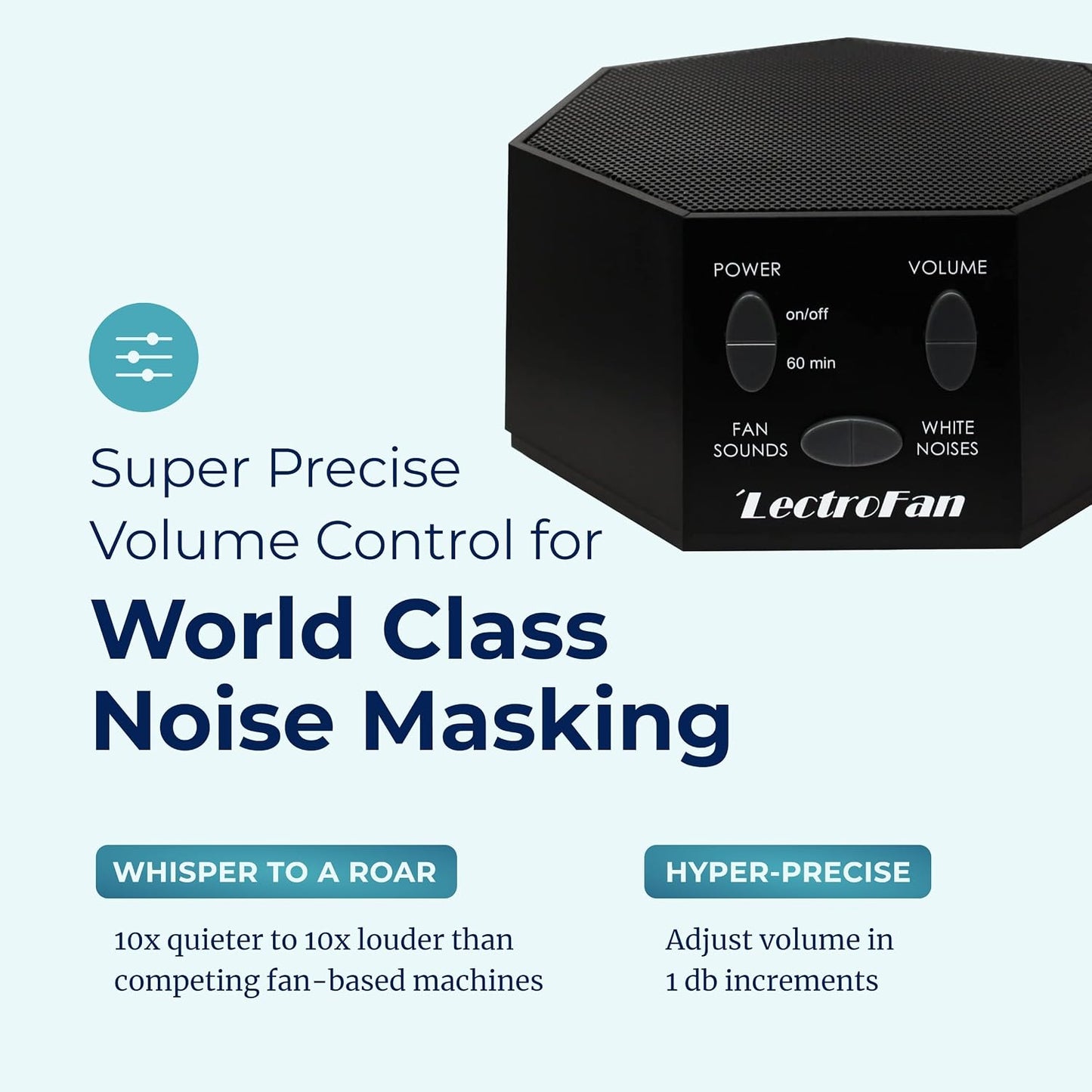 Adaptive Sound Technologies LectroFan Classic - Soothing Sound Machine for Sleep - Built-in Sleep Timer - Compact Design - Non-Looping Sounds - Speech Privacy - Black
