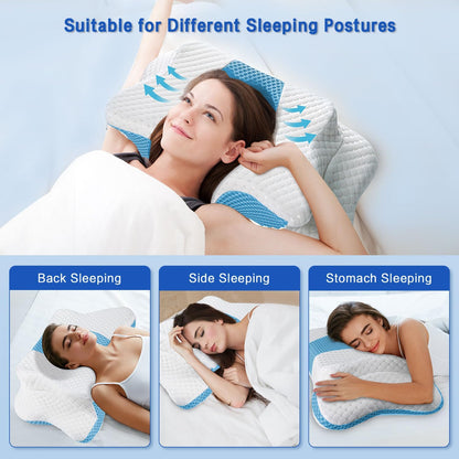 Pain Relief Cervical Pillow for Neck Support, Adjustable Ergonomic Pillow | Cozy Sleeping, Odorless Orthopedic Memory Foam Pillow, Contour Bed Pillow for Side Back Stomach Sleeper