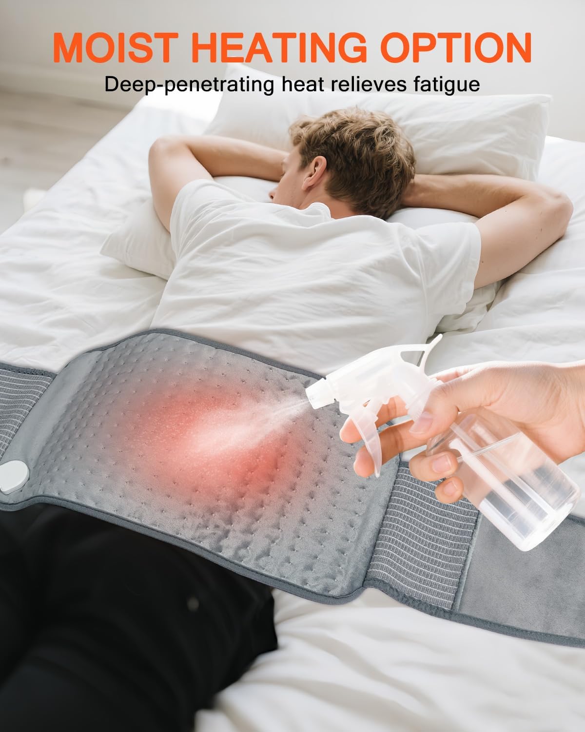 Electric Heating Pad for Back with Adjustable Belt, Moist Heat for Cramps | 12"X24"+26" Large Size, Hands-Free Wear, 6 Heat Levels, 4 Timers, Auto Shut Off, Machine Washable, Gift For Women & Men