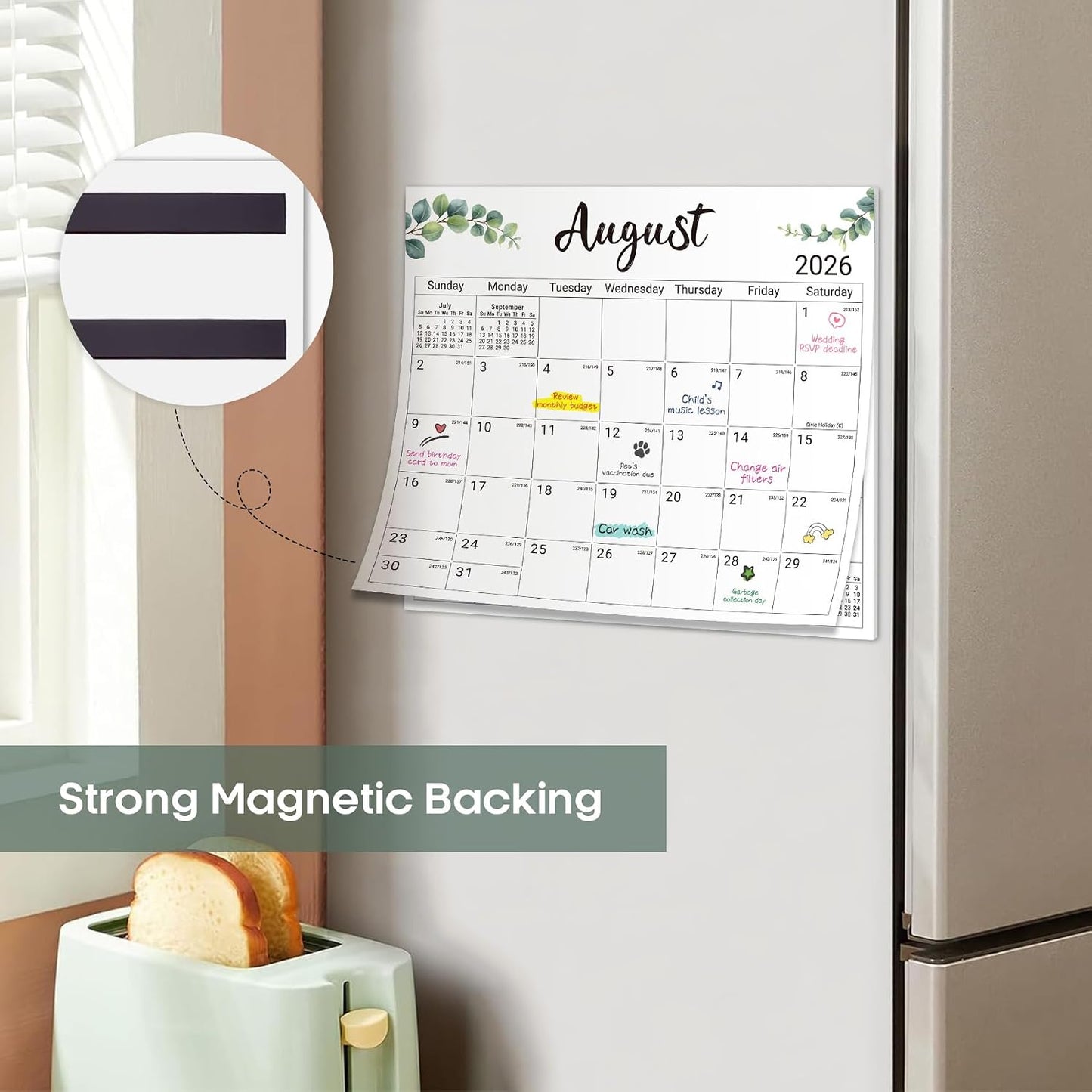 2026-2027 Magnetic Calendar for Refrigerator, Apr 2026-Dec 2027 | 21-Month Fridge Calendar 2026-2027 for Home Planning, Scheduling and Easy Organization, Greenery