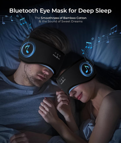MUSICOZY Sleep Mask with Bluetooth Headphones Eyemask for Side Slippers | Bamboo Cotton Sleeping Headphone,Wireless Earphones with HD Stereo Speakers Blackout Eye Masks Earbuds for Men and Women