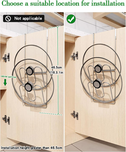 Pot Lid Organizer,304stainless steel door hanging pot lid rack (Modern,Four-layer)