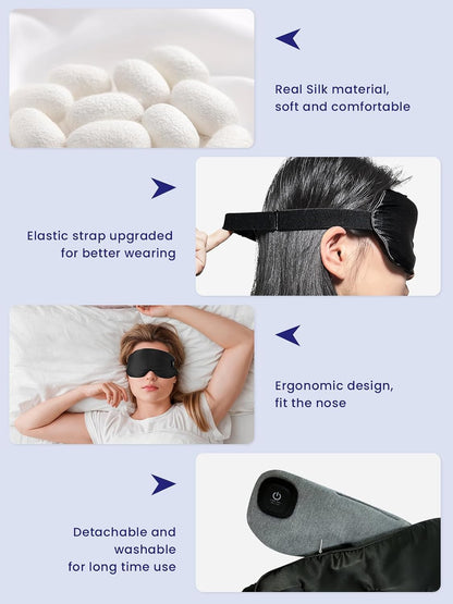 Dearan Upgraded 3 Temperature Modes Silk Heated Eye Mask Cordless,Rechargeable Warm Eye Heating Pad No Pressure for Dry Eyes, Sleep Eye Mask Christmas Gift for Men Women