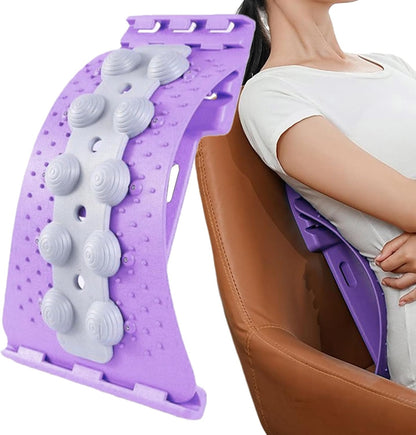 Lumbar Traction Device - Adjustable Spine Support Board, 4 Height Options, Massager, Curved Stretch Pad | Back Alignment Tool, Neck Relaxer, Daily Training Accessory, Office Desk