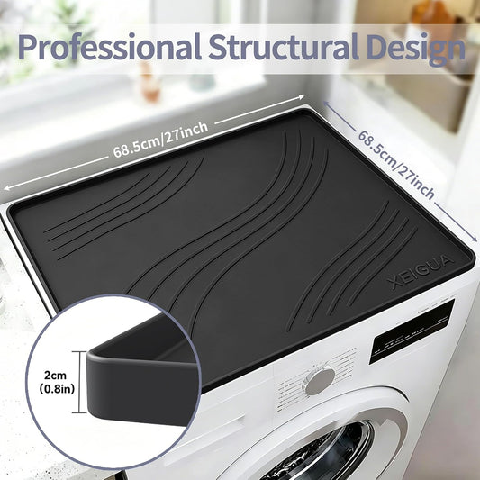 Washing Machine Pan, Drain Pan, Large 33×30/4 LBS Silicone Drain Pan, Waterproof Non-Slip Drip Tray with Raised Edge, Anti-Vibration Floor Leak Protector for Washer, Dryer and Laundry Room