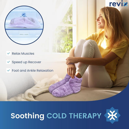 REVIX Microwavable Foot Warmers, Heated Booties for Cold Feet, Purple L