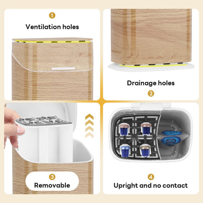 GFWARE Electric Toothbrush Holder with Cover, Ventilated & Drainage, Silver | Detachable 5 Slots Bathroom Organizer for Toothbrush & Toothpaste, Waterproof & Dustproof, Electric Toothbrushes Under 10 In