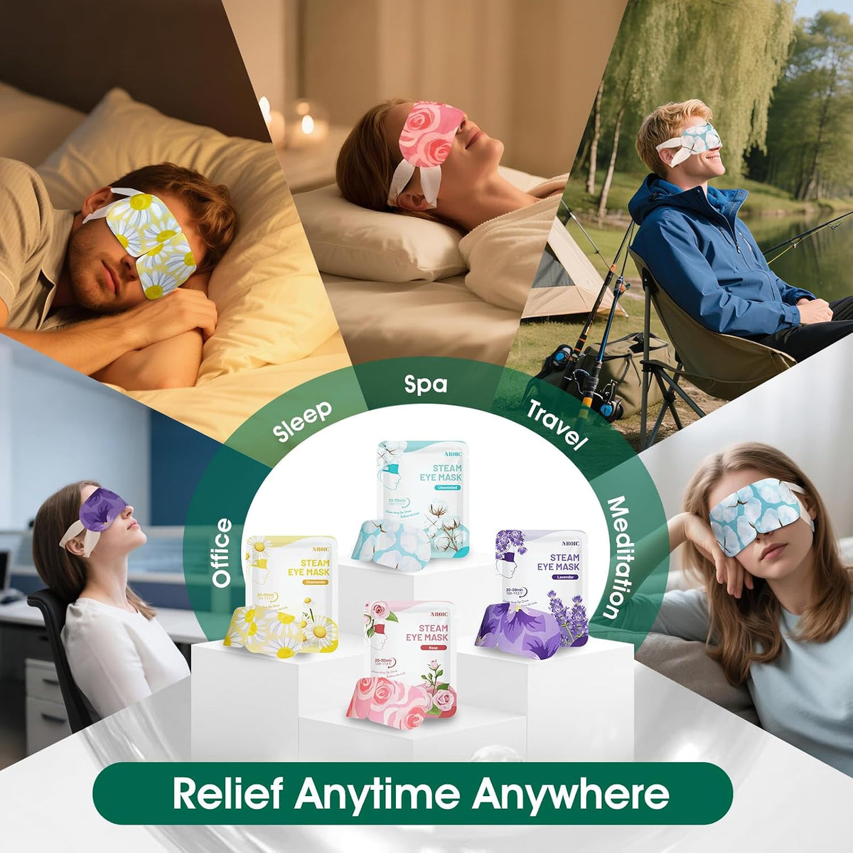60 Pack Steam Eye Masks Disposable, Heated Eye Mask Warm Compress for Eyes