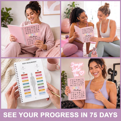 75 Soft Challenge Journal for Women | Daily Habit Tracker A5 Spiral 75-Day Habit Tracker Planner, 106-Page Full-Color Daily Logs, Weekly Reviews, Meal Water Workout Reading Tracker