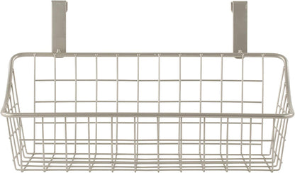 Spectrum Hanging Baskets for Organizing (Large, Satin Nickel) - Grid Over the Cabinet Wire Basket for Kitchen or Bathroom - Door Hanging Storage Organizer for Cleaning Supplies, Washcloths, & Towels
