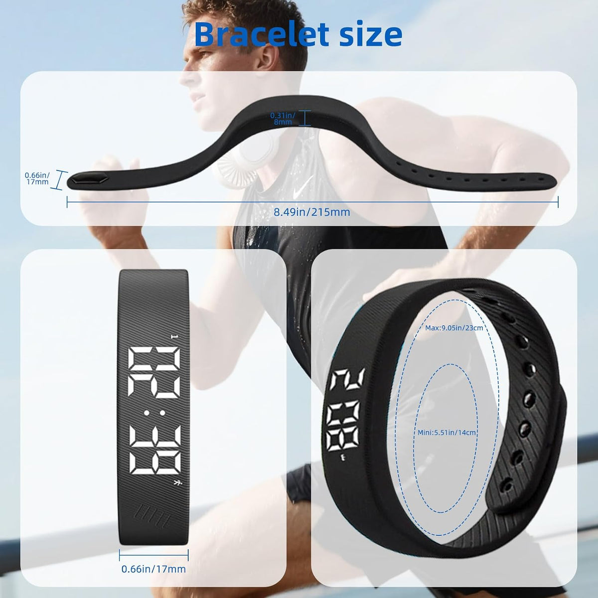 Vibrating Alarm Clock Watch for Heavy Sleepers, Silent Wake Up Bracelet & Smart Wristband, Wearable Vibration Wrist Alarm, Non-Audible Sleep Wristband for Men & Women