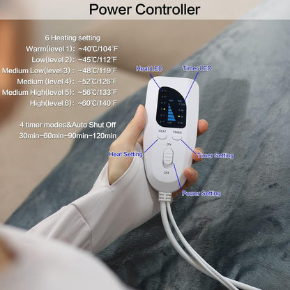 Heating Pad,Heated Blanket,Heating Pad for Back Neck,Grey,24x12 Inch | Electric Heating Pad,Dry/Moist Heat Heating Pads,Heating Pads for Shoulder,Abdomen,Heat Pad for Women Men,Birthday Gift